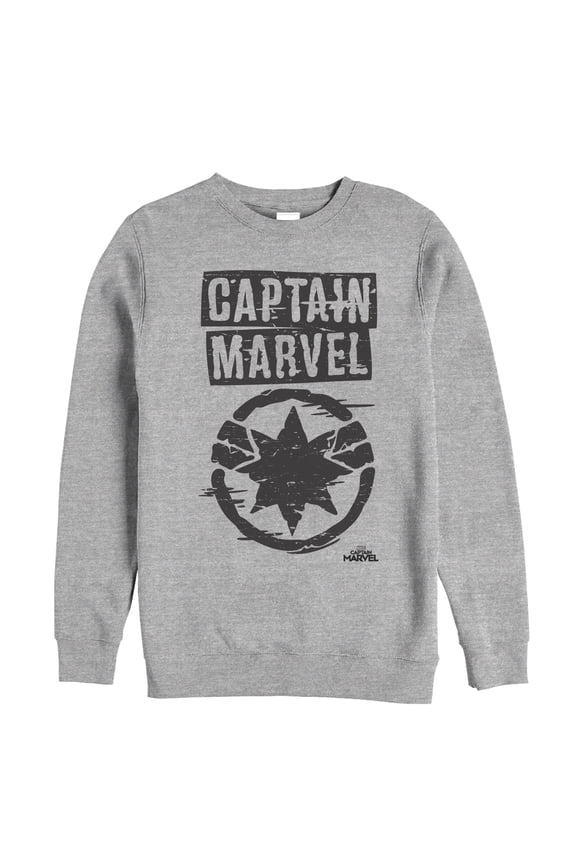 Men's Marvel Captain Marvel Grayscale Star Symbol Sweatshirt Athletic Heather 2X Large