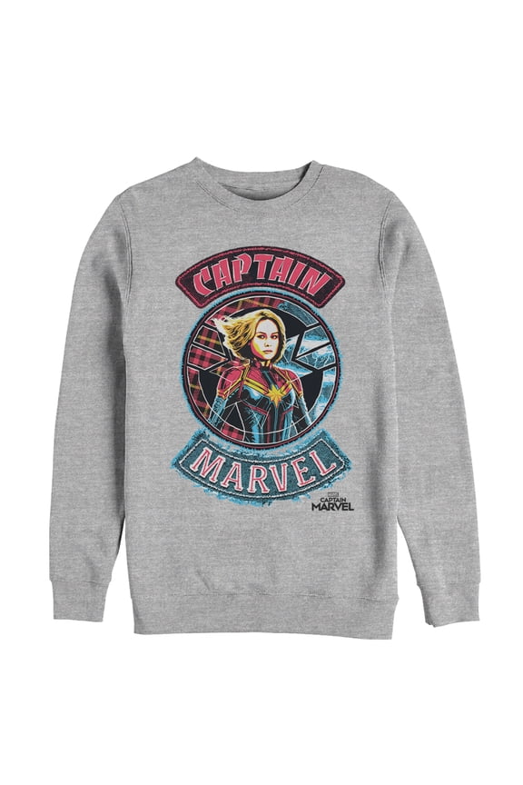 Men's Marvel Captain Marvel Hero Patch Sweatshirt Athletic Heather Large