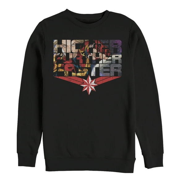 Men's Marvel Captain Marvel Higher Comic Scenes  Sweatshirt Black 2X Large