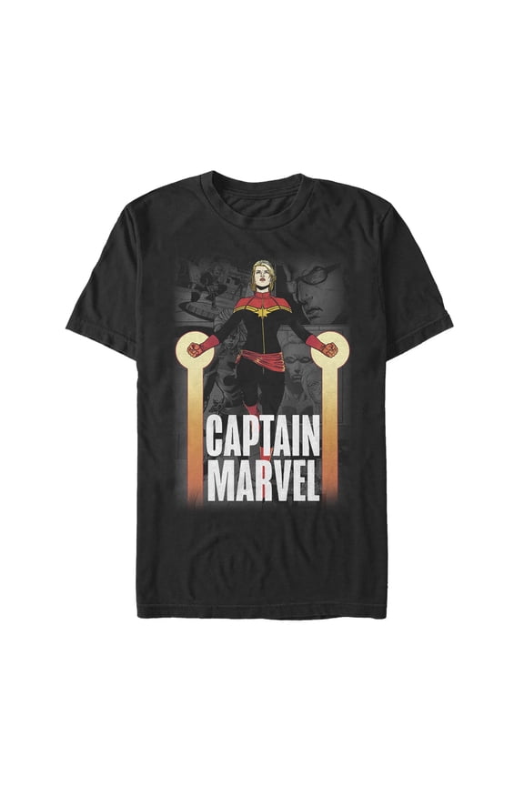 Men's Marvel Captain Marvel In Flight  Graphic Tee Black Large