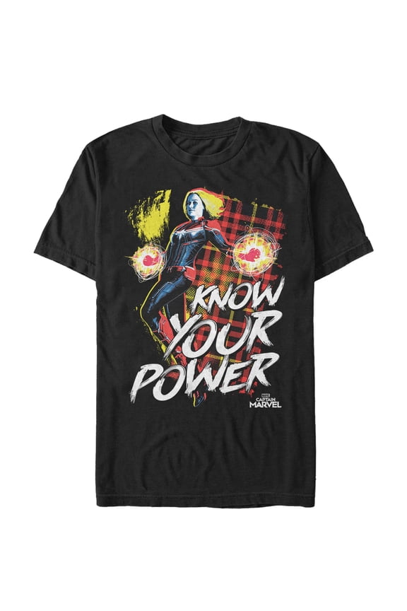 Men's Marvel Captain Marvel Know Your Power Graphic Tee Black Large