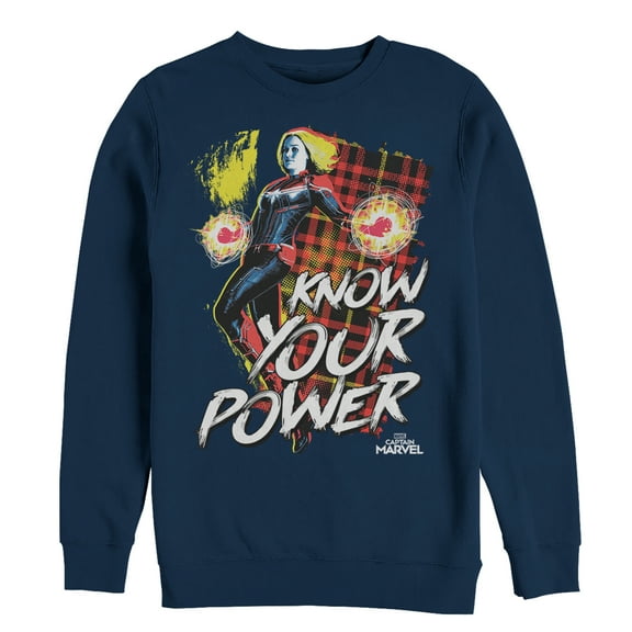 Men's Marvel Captain Marvel Know Your Power  Sweatshirt Navy Blue 2X Large