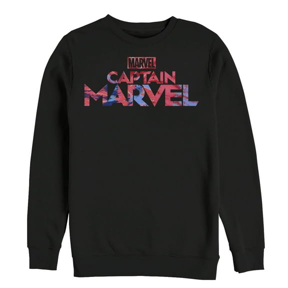 Men's Marvel Captain Marvel Logo Tie-Dye Print  Sweatshirt Black Medium