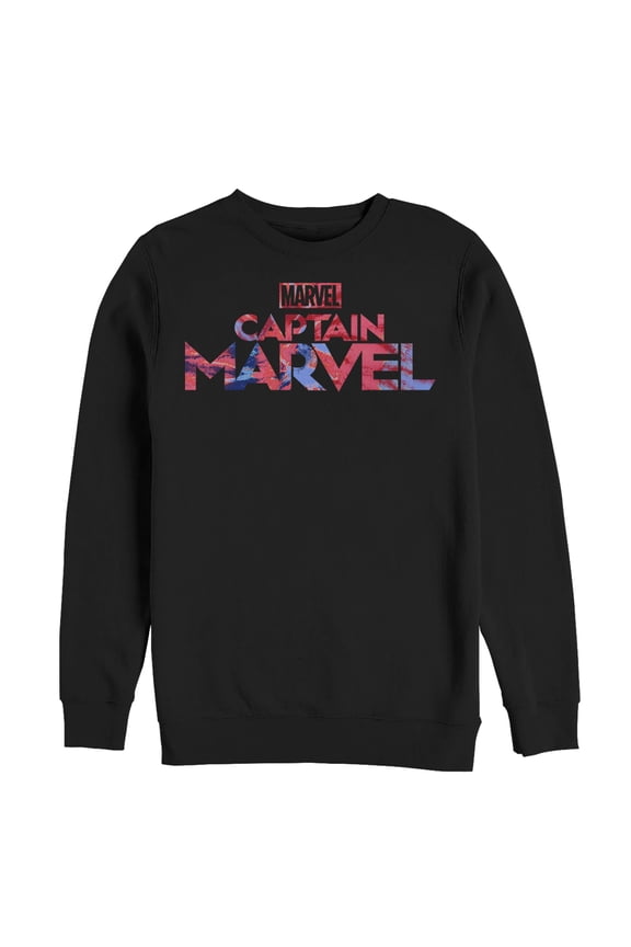 Men's Marvel Captain Marvel Logo Tie-Dye Print  Sweatshirt Black Medium