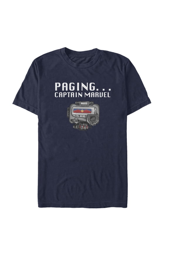Men's Marvel Captain Marvel Pager Gadget Graphic Tee Navy Blue Large