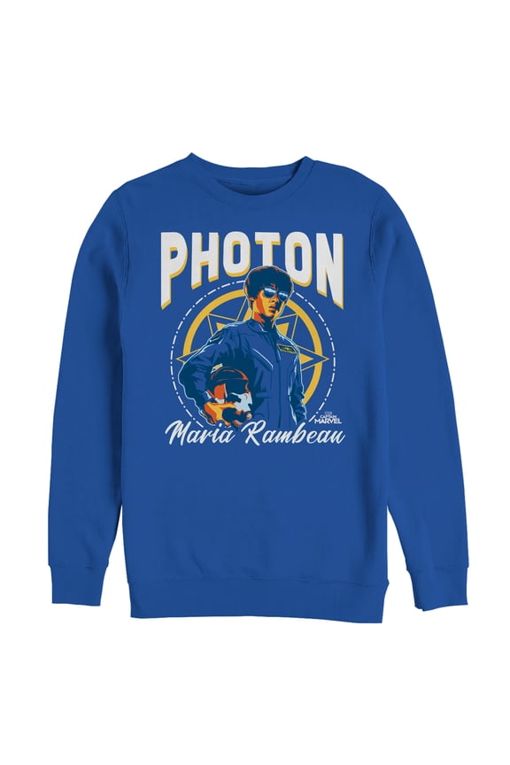 Men's Marvel Captain Marvel Photon Quote Sweatshirt Royal Blue 3X Large