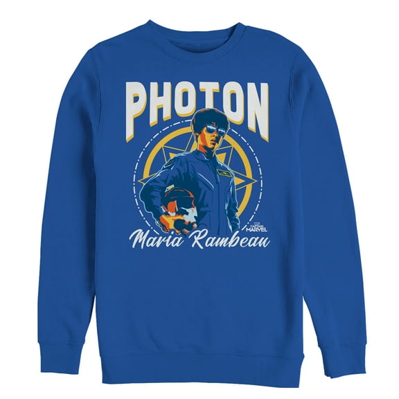 Men's Marvel Captain Marvel Photon Quote Sweatshirt Royal Blue Small
