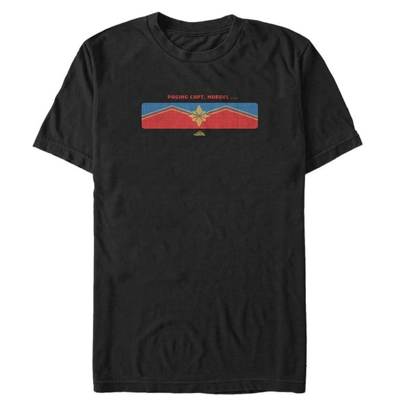 Men's Marvel Captain Marvel Pixelated Pager Screen  Graphic Tee Black Medium