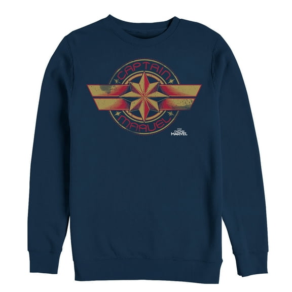 Men's Marvel Captain Marvel Retro Star Emblem  Sweatshirt Navy Blue Small