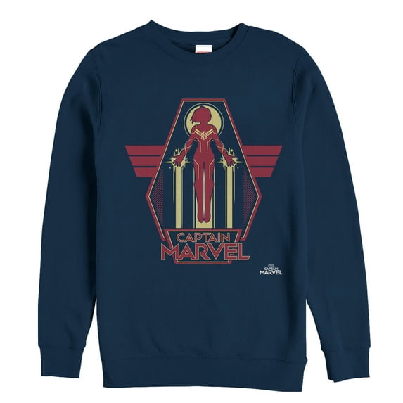 Men's Marvel Captain Marvel Retro Take Flight Sweatshirt Navy Blue Small