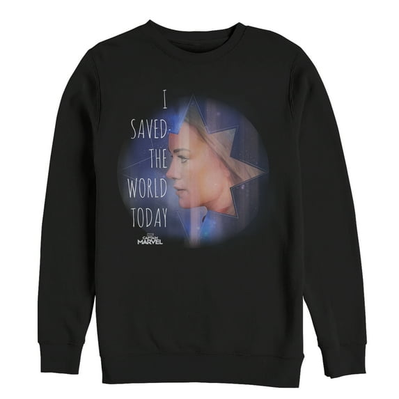 Men's Marvel Captain Marvel Saved World Today Sweatshirt Black 2X Large