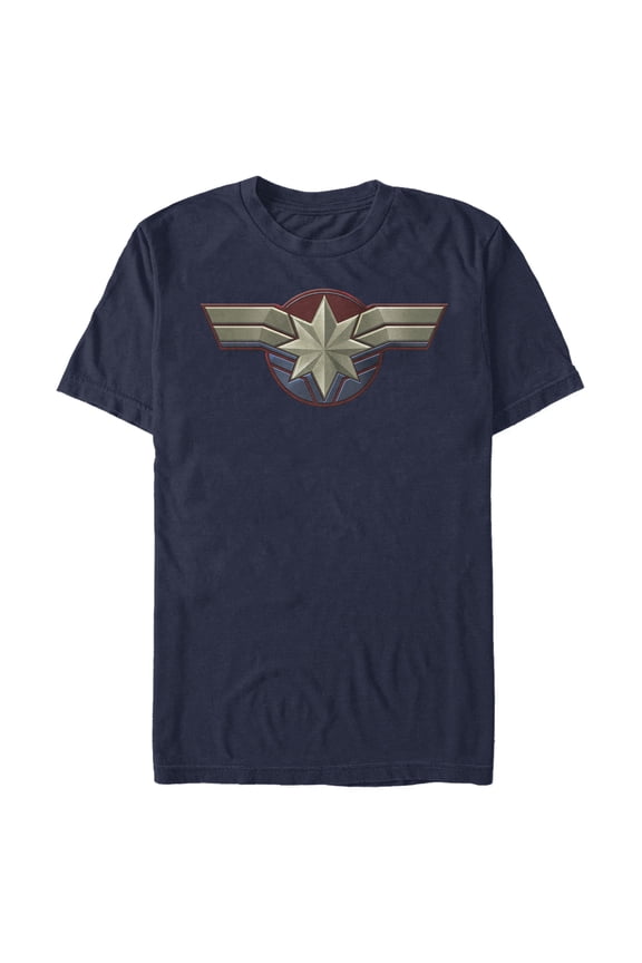 Men's Marvel Captain Marvel Simple Star Symbol Graphic Tee Navy Blue Small