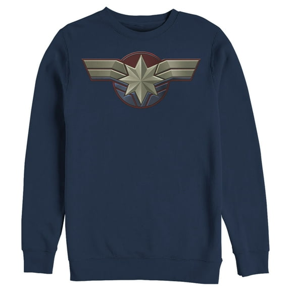 Men's Marvel Captain Marvel Simple Star Symbol  Sweatshirt Navy Blue 2X Large