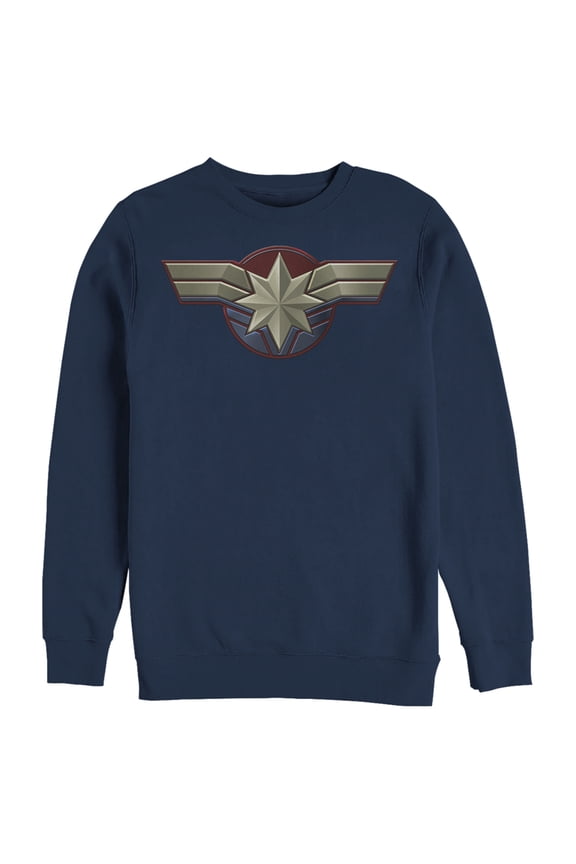 Men's Marvel Captain Marvel Simple Star Symbol Sweatshirt Navy Blue X Large