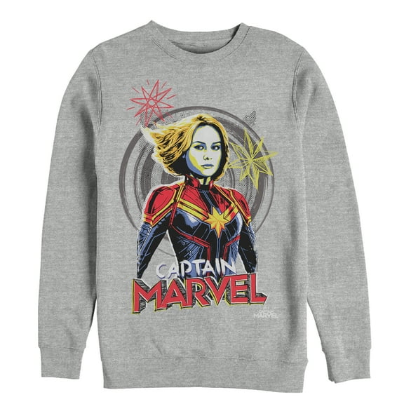 Men's Marvel Captain Marvel Sketch Profile  Sweatshirt Athletic Heather Large