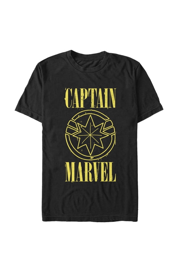 Men's Marvel Captain Marvel Stained Star Symbol Graphic Tee Black Small