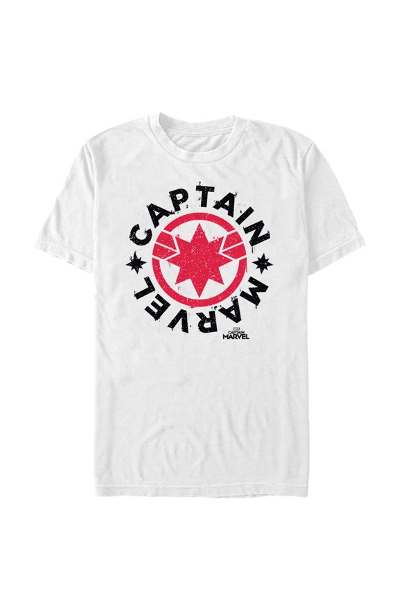 Men's Marvel Captain Marvel Star Symbol Circle Graphic Tee White 2X Large