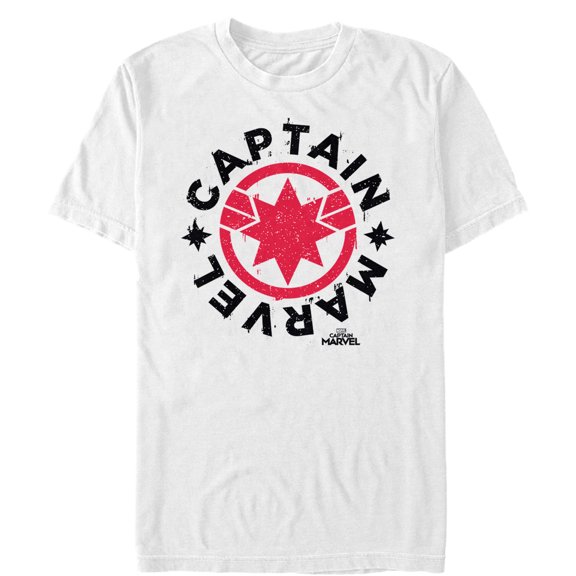 Men's Marvel Captain Marvel Star Symbol Circle  Graphic Tee White Large