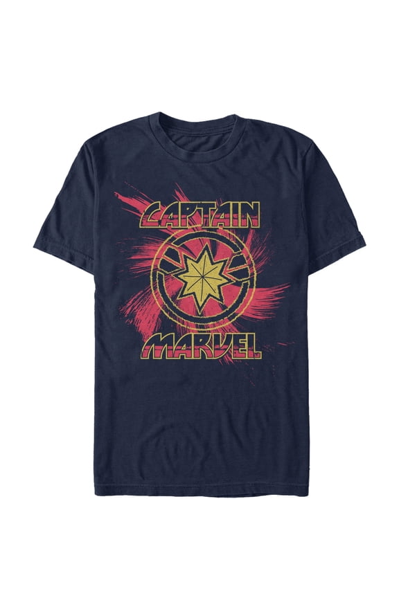 Men's Marvel Captain Marvel Star Symbol Swirl Graphic Tee Navy Blue 2X Large