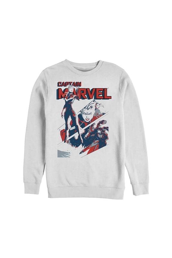 Men's Marvel Captain Marvel Streaks Sweatshirt White 3X Large