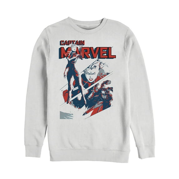 Men's Marvel Captain Marvel Streaks Sweatshirt White Large