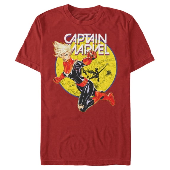 Men's Marvel Captain Marvel Vintage Ring Graphic Tee Red 3X Large