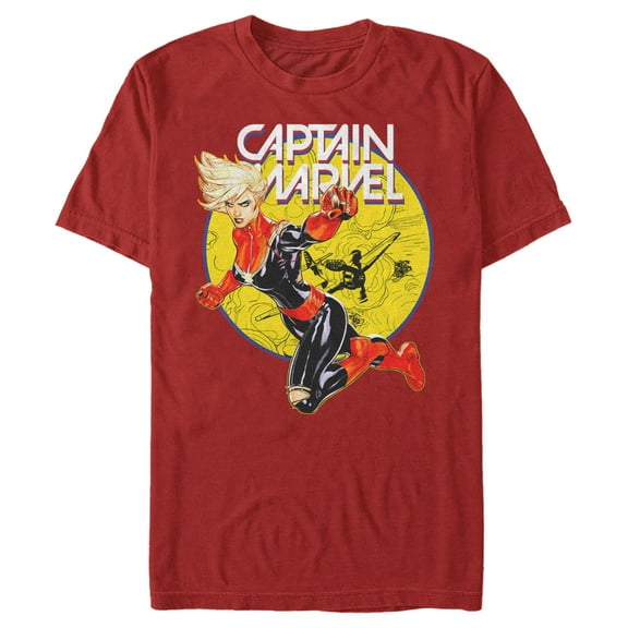 Men's Marvel Captain Marvel Vintage Ring  Graphic Tee Red X Large