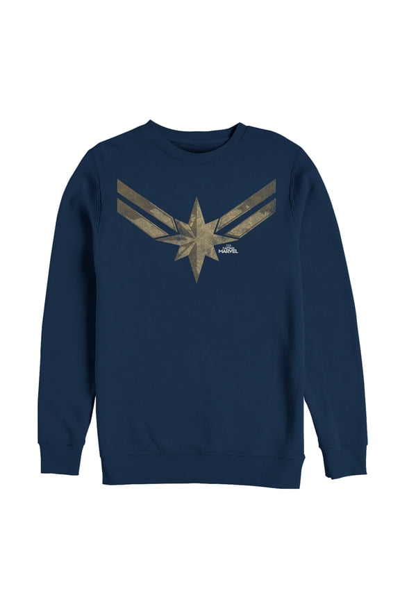 Men's Marvel Captain Marvel Vintage Star Costume Sweatshirt Navy Blue Small