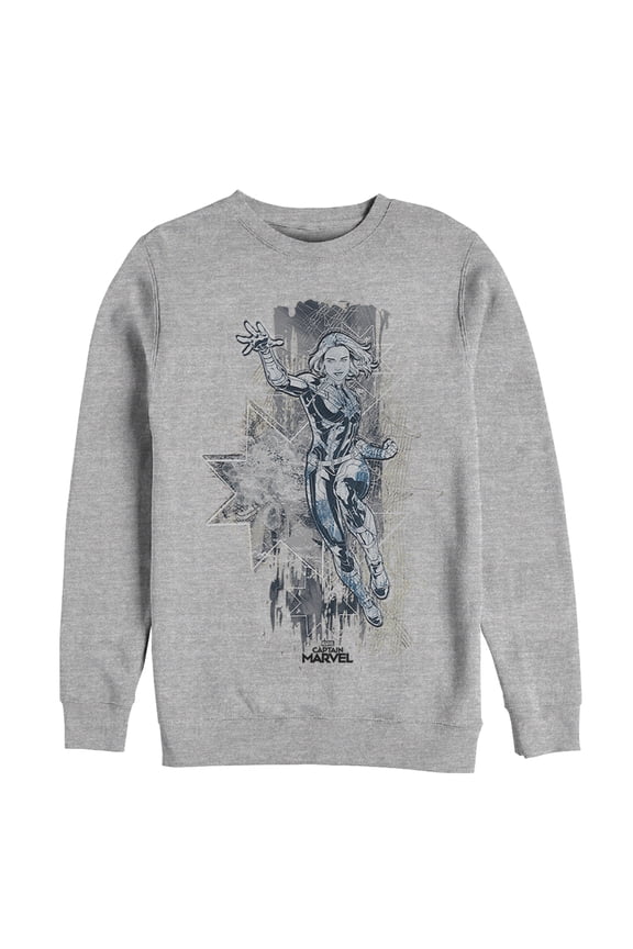 Men's Marvel Captain Marvel Vintage Vibe Sweatshirt Athletic Heather Medium