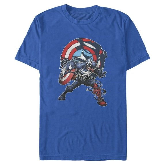 Men's Marvel Captain Venom Shield Logo Graphic Tee Royal Blue Small