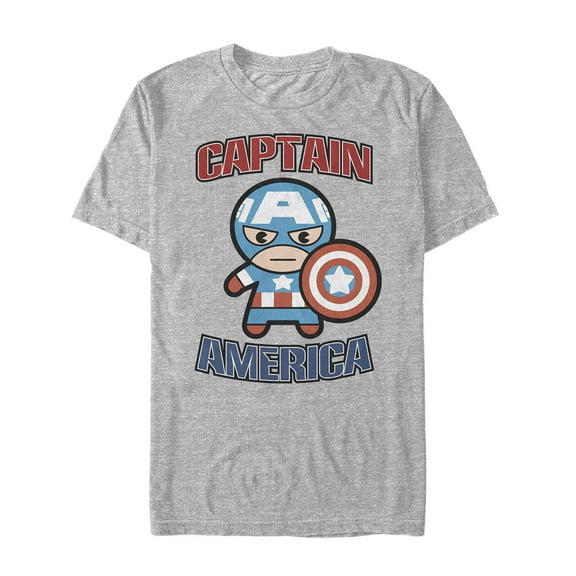 Men's Marvel Cartoon Kawaii Captain America  Graphic Tee Athletic Heather Large