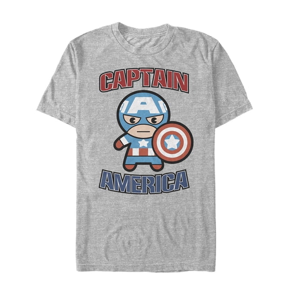 Men's Marvel Cartoon Kawaii Captain America Graphic Tee Athletic Heather X Large