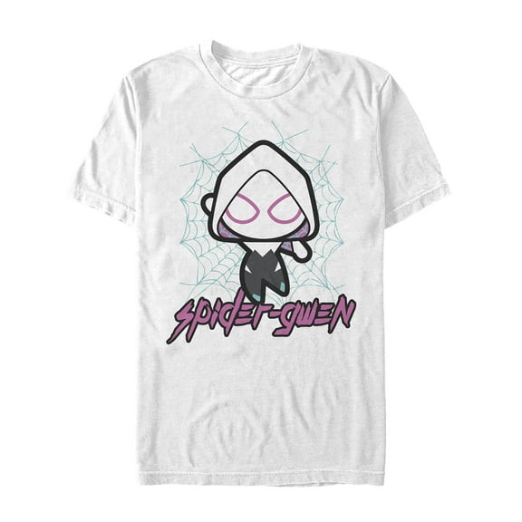 Men's Marvel Cartoon Kawaii Spider-Gwen Graphic Tee White Large
