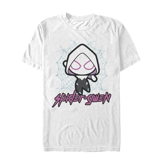 Men's Marvel Cartoon Kawaii Spider-Gwen Graphic Tee White Medium