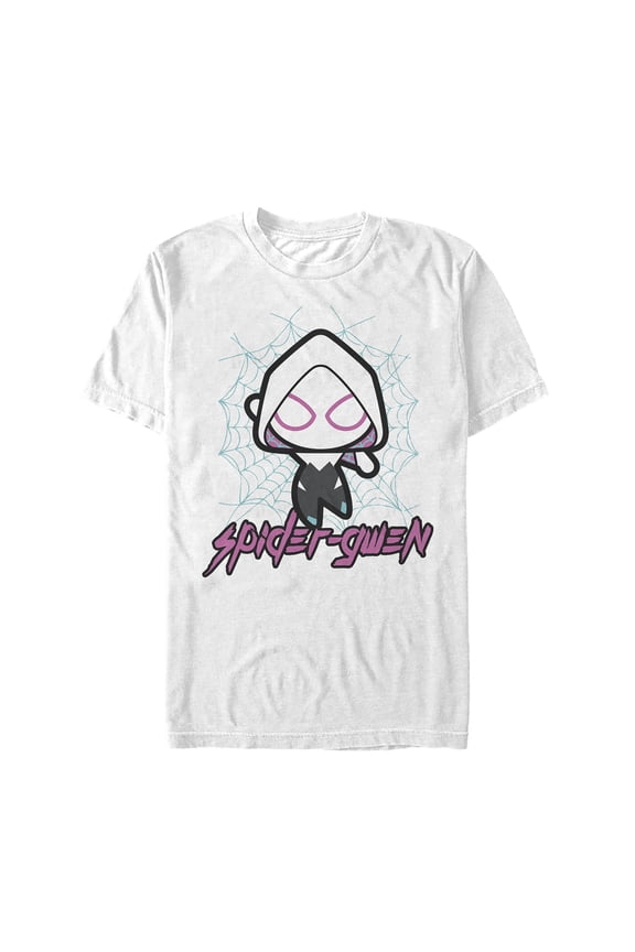 Men's Marvel Cartoon Kawaii Spider-Gwen  Graphic Tee White Medium