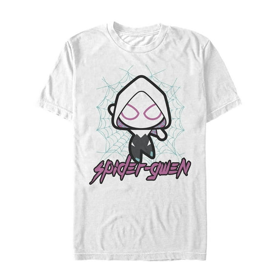 Men's Marvel Cartoon Kawaii Spider-Gwen Graphic Tee White Small