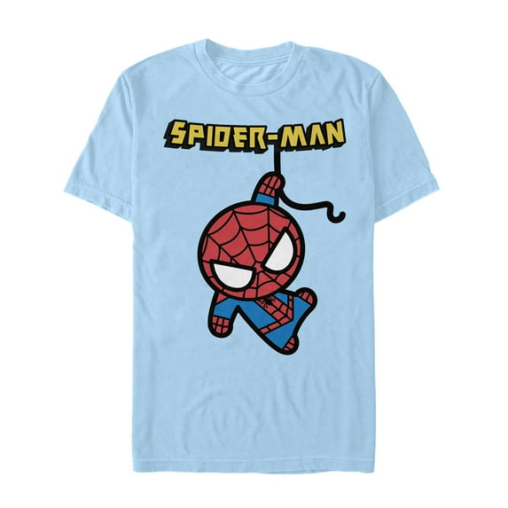 Men's Marvel Cartoon Kawaii Spider-Man Graphic Tee Light Blue Large