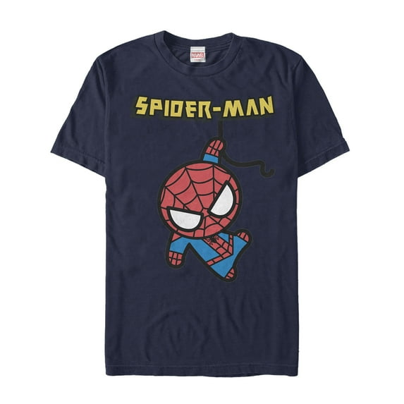 Men's Marvel Cartoon Kawaii Spider-Man Graphic Tee Navy Blue Small