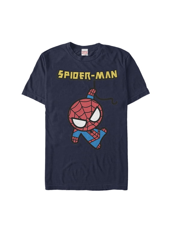 Men's Marvel Cartoon Kawaii Spider-Man Graphic Tee Navy Blue X Large