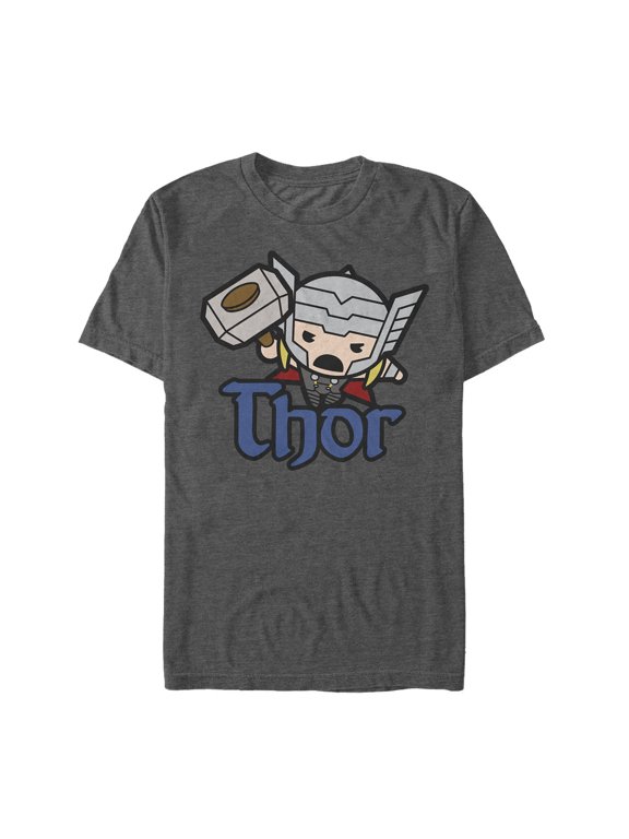 Men's Marvel Cartoon Kawaii Thor Graphic Tee Charcoal Heather Large