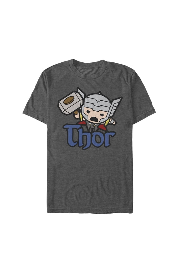 Men's Marvel Cartoon Kawaii Thor Graphic Tee Charcoal Heather Large