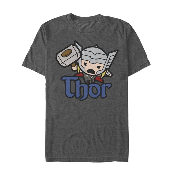 Men's Marvel Cartoon Kawaii Thor Graphic Tee Charcoal Heather X Large