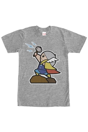 Men's Marvel Cartoon Thor with Hammer  Graphic Tee Athletic Heather Large