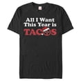 thumbnail image 1 of Men's Marvel Christmas Deadpool All I Want is Tacos  Graphic Tee Black 2X Large, 1 of 4