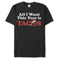 thumbnail image 1 of Men's Marvel Christmas Deadpool All I Want is Tacos  Graphic Tee Black Small, 1 of 4