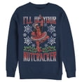 thumbnail image 1 of Men's Marvel Christmas Deadpool Nutcracker Sweatshirt Navy Blue Medium, 1 of 3