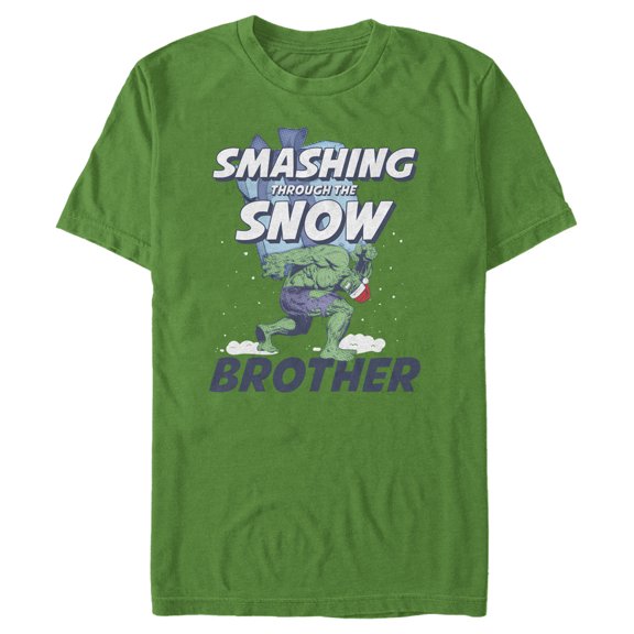 Men's Marvel Christmas Hulk Brother Snow Graphic Tee Kelly Green Large