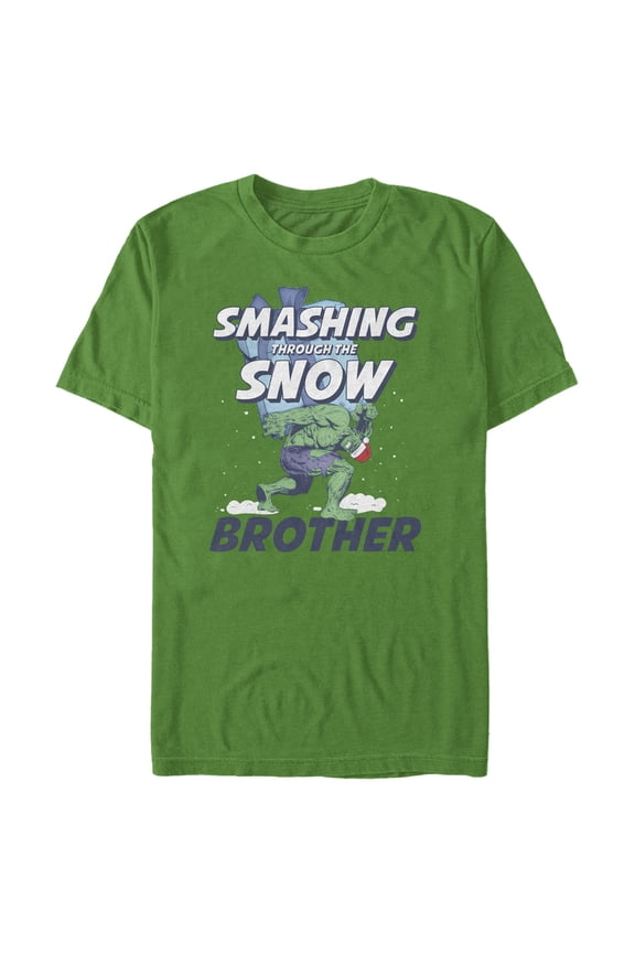 Men's Marvel Christmas Hulk Brother Snow  Graphic Tee Kelly Green Medium