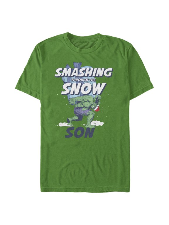 Men's Marvel Christmas Hulk Son Snow Graphic Tee Kelly Green Medium