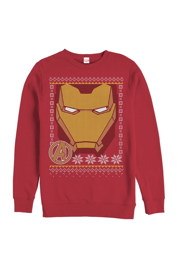 Men's Marvel Christmas Iron Man Pattern Sweatshirt Red 2X Large